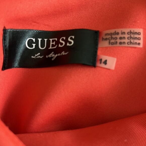 Guess Los Angeles Emily Scuba Body Con Hot Coral Cap Sleeve Cut out Back - Picture 3 of 9